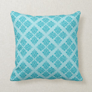 Turquoise Moroccan Damask Throw Pillow