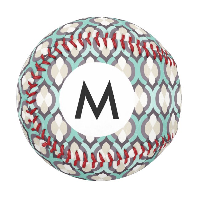 Turquoise Moroccan Pattern Baseball (Front Left)