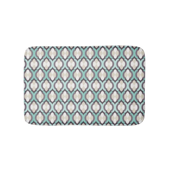 Turquoise Moroccan Pattern Bath Mat (Front)