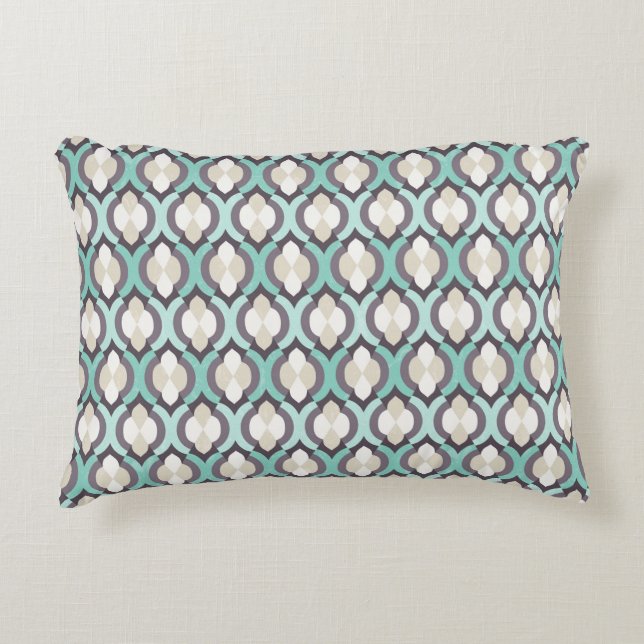 Turquoise Moroccan Pattern Decorative Pillow (Front)