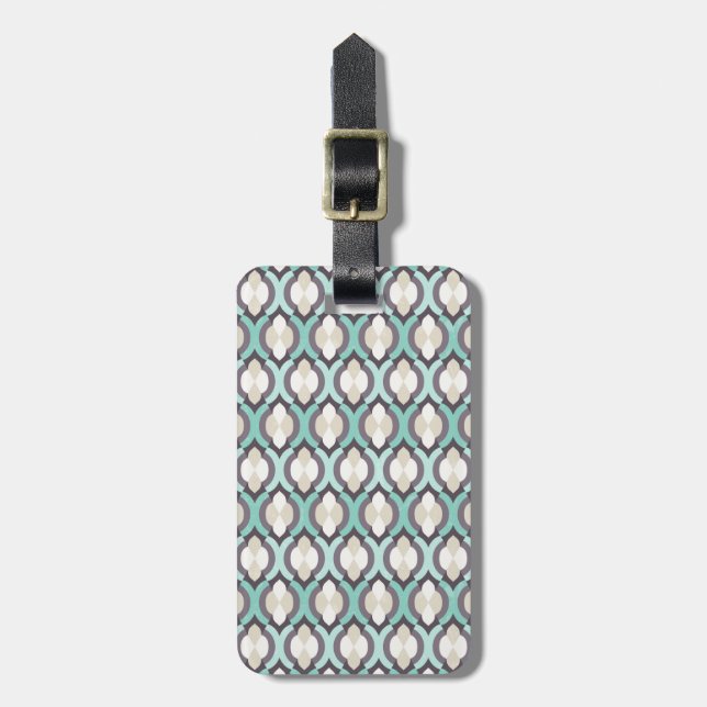 Turquoise Moroccan Pattern Luggage Tag (Front Vertical)