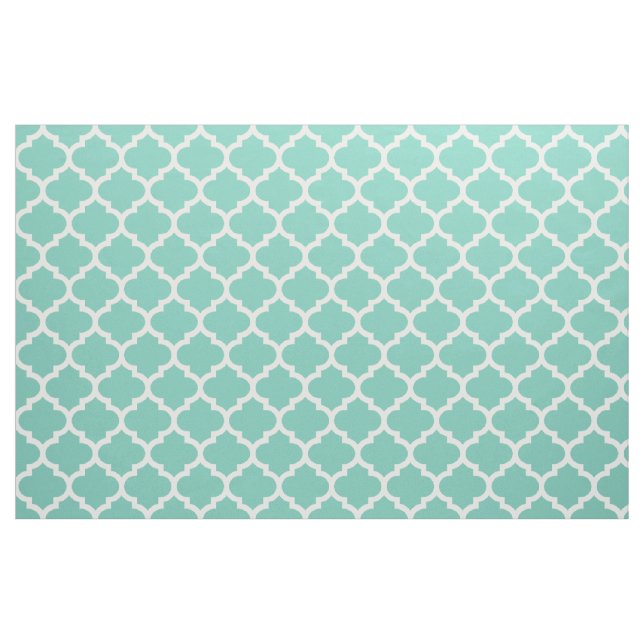 Turquoise Moroccan Quatrefoil Trellis Fabric (Yard)