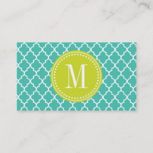 Turquoise Moroccan Tiles Lattice Personalized Calling Card