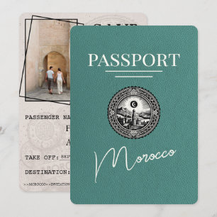 Turquoise Morocco Passport Save The Date