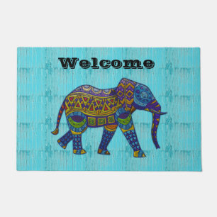 Turquoise Mosaic Elephant Door Mat