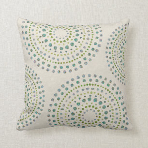 Turquoise Mosaic Stones Print Throw Pillow