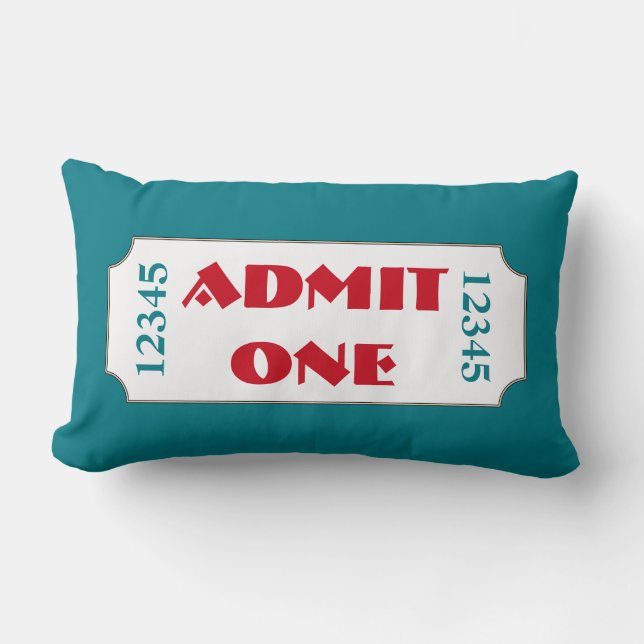 Turquoise Movie Ticket Cinema Pillow (Front)