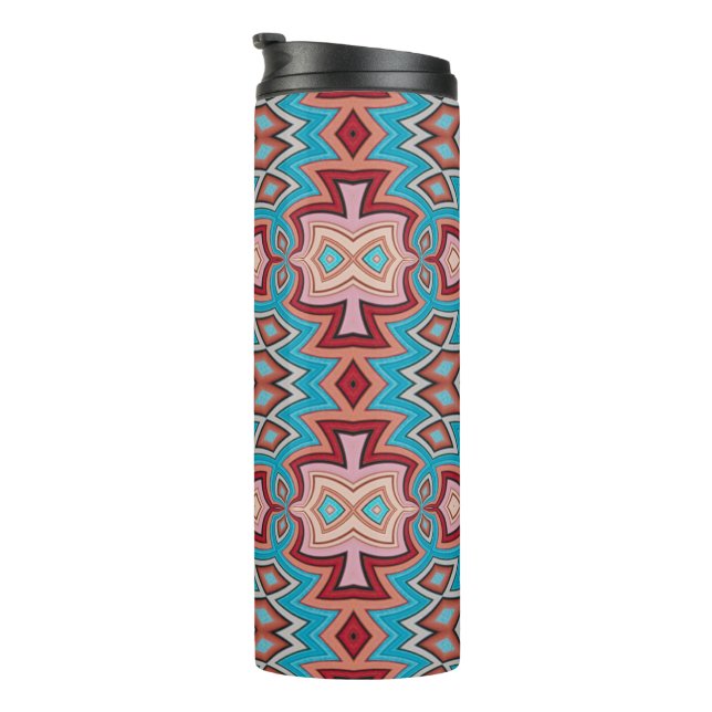 Turquoise Multi Southwest Inspired Shapes Thermal Tumbler (Rotated Right)