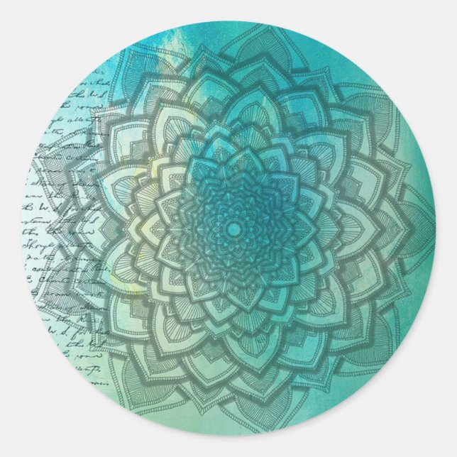Turquoise Mystical Mandala Abstract Sticker (Front)