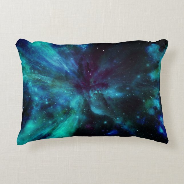Turquoise N Purple Nebula Accent Pillow (Front)