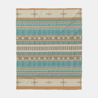 Turquoise Native Tribal Pattern Fleece Blanket