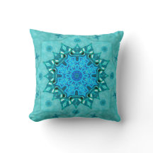 Turquoise Nature Mandala Mojo Throw Pillow