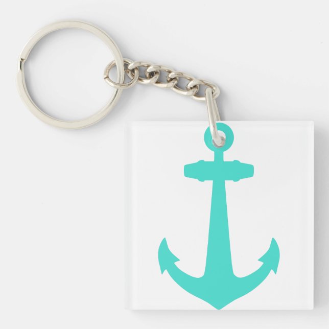 Turquoise Nautical Anchor Keychain (Front)