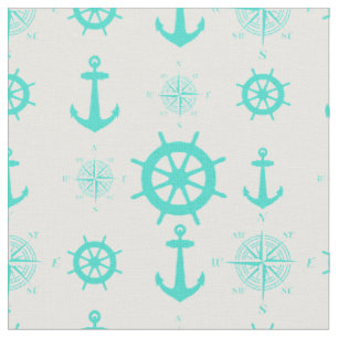 Turquoise Nautical Pattern Fabric