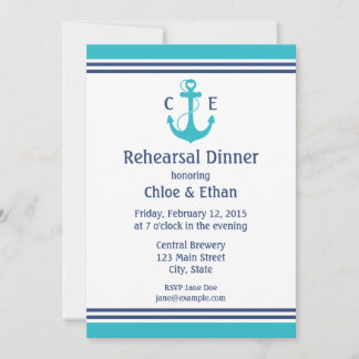 Turquoise Nautical Rehearsal Dinner Invitation