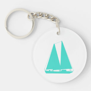 Turquoise Nautical Sailboat Keychain