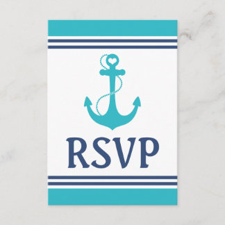 Turquoise Nautical Wedding RSVP