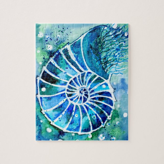Turquoise Nautilus Jigsaw Puzzle (Vertical)