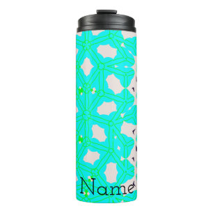 Turquoise Navy Abstract Geometric Thermal Tumbler