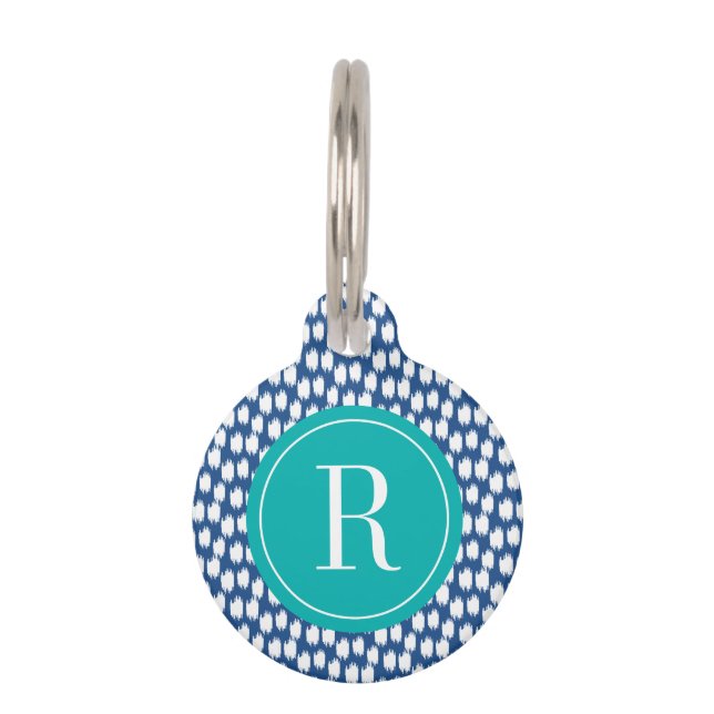Turquoise & Navy Animal Print | Pet Tag (Front)