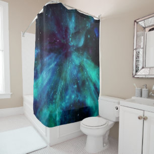 Turquoise Nebula Shower Curtain