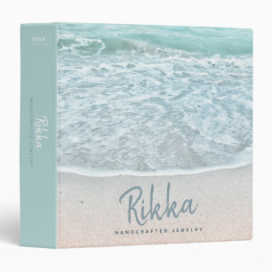 Turquoise Ocean Sandy Beach Handmade Jewellery Binder