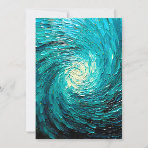 Turquoise Ocean Vortex Abstract Holiday Card