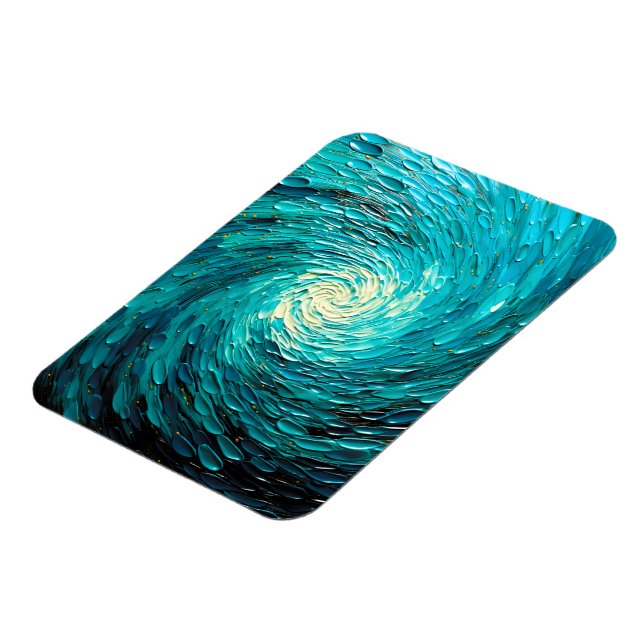 Turquoise Ocean Vortex Abstract Magnet (Left Side)