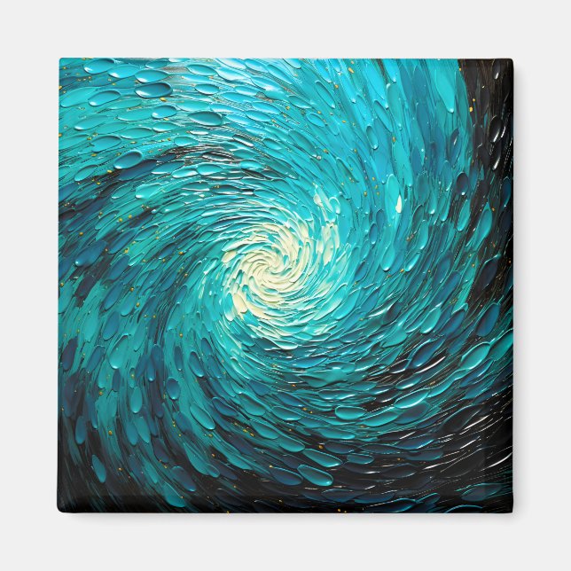 Turquoise Ocean Vortex Abstract Magnet (Front)