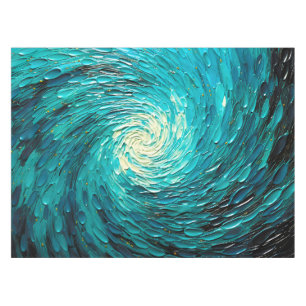 Turquoise Ocean Vortex Abstract Tablecloth