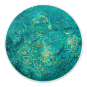 Turquoise ocean water ceramic knob