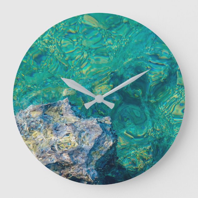 Turquoise ocean water large clock (Front)