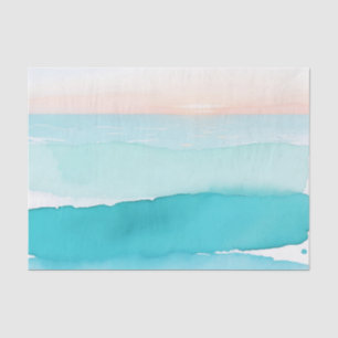 Turquoise Ocean Watercolor Sunset Tissue Paper