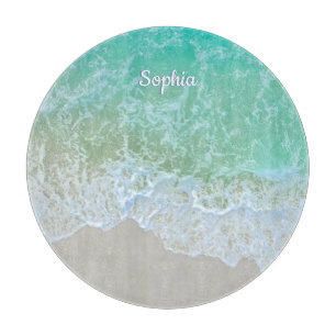 Turquoise Ocean Wave, Personalize Name or Monogram Cutting Board