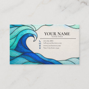 Turquoise Ocean Wave Stained Glass Business Card