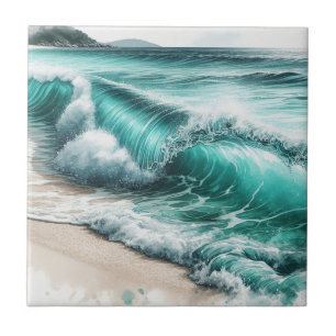 Turquoise Ocean Wave Tile