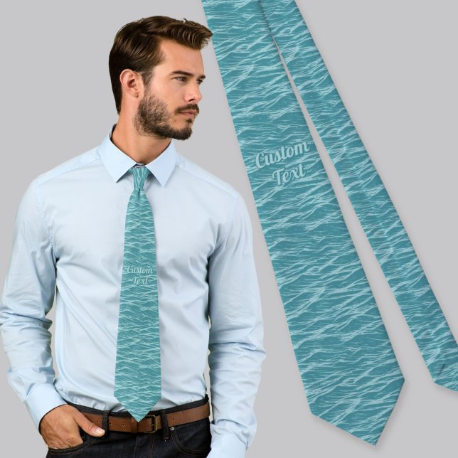 Turquoise Ocean Waves Pattern Tie (Creator Uploaded)