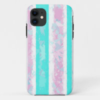 Turquoise, Off-White and Pink Stripes iPhone Case