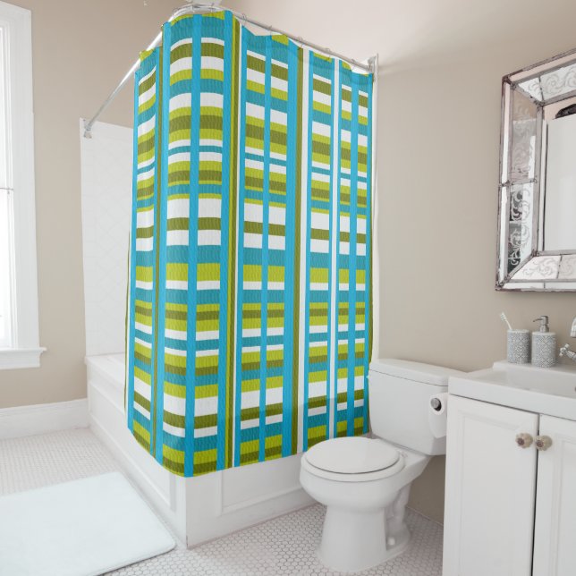 Turquoise, Olive & Lime Green Plaid (In Situ)