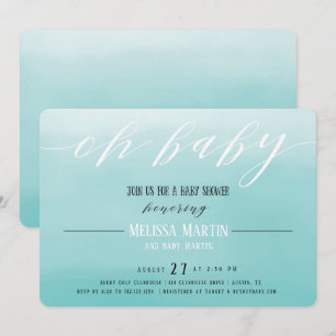 Turquoise Ombre Boy Baby Shower Invitation