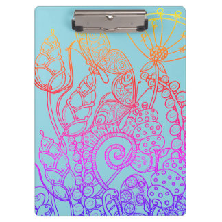 Turquoise Ombre rainbow Butterfly Clipboard