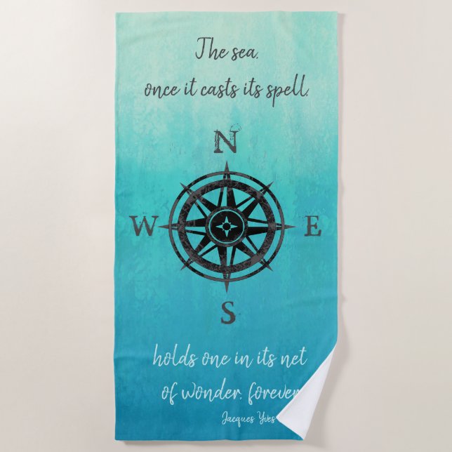 Turquoise Ombre Sea Beach Towel (Front)