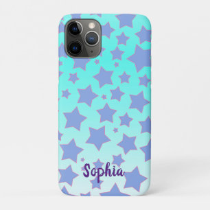 Turquoise Ombre with Star design and Personalised iPhone 11 Pro Case