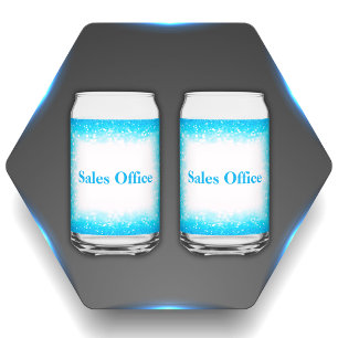 Turquoise on White, Monogram - Glitter Can Glass