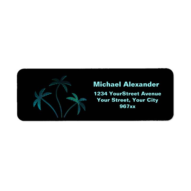 Turquoise Opal Palm Trees on Black (Front)