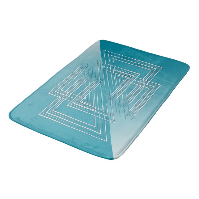 Turquoise opal white bath mat (Angled)