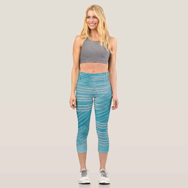 Turquoise opal white capri leggings (Front)