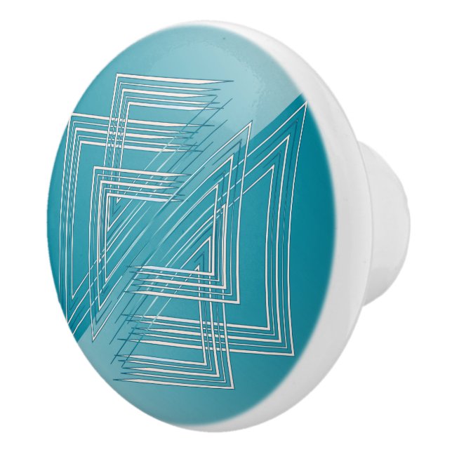 Turquoise opal white ceramic knob (Right)
