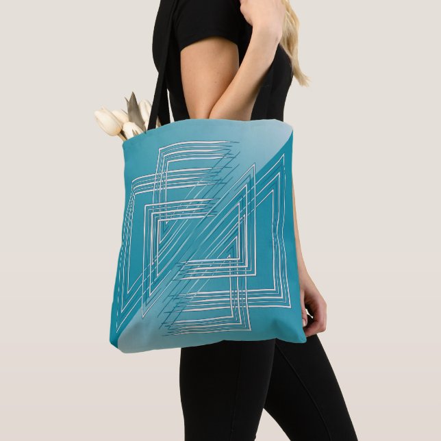Turquoise opal white tote bag (Close Up)