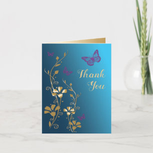 Turquoise or violet Carte de remerciements floral